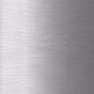 Brushed stainless steel, fine vertical grain and pale sheen